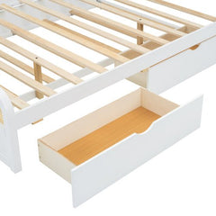 Bellemave® Queen size Wooden Platform Bed with Trundle and 2 Drawers - Bellemave