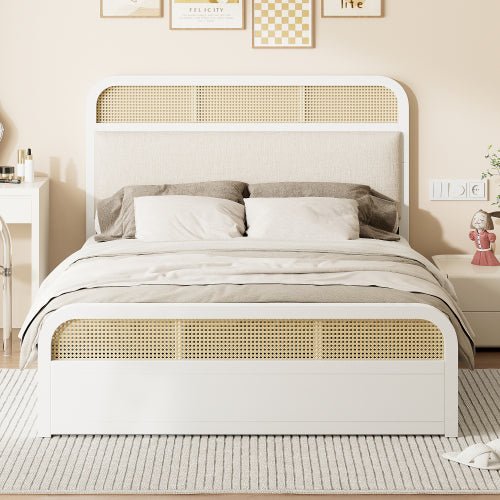 Bellemave® Queen size Wooden Platform Bed with Trundle and 2 Drawers - Bellemave