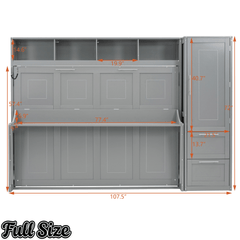 Bellemave® Queen/Full Size Multi - Functional Murphy Bed with Wardrobe, Storage Drawers, Closet, Shelves & Cabinet, Wood Foldable Bed - Bellemave