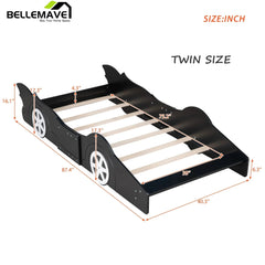 Bellemave® Race Car - Shaped Platform Bed with Wheels - Bellemave