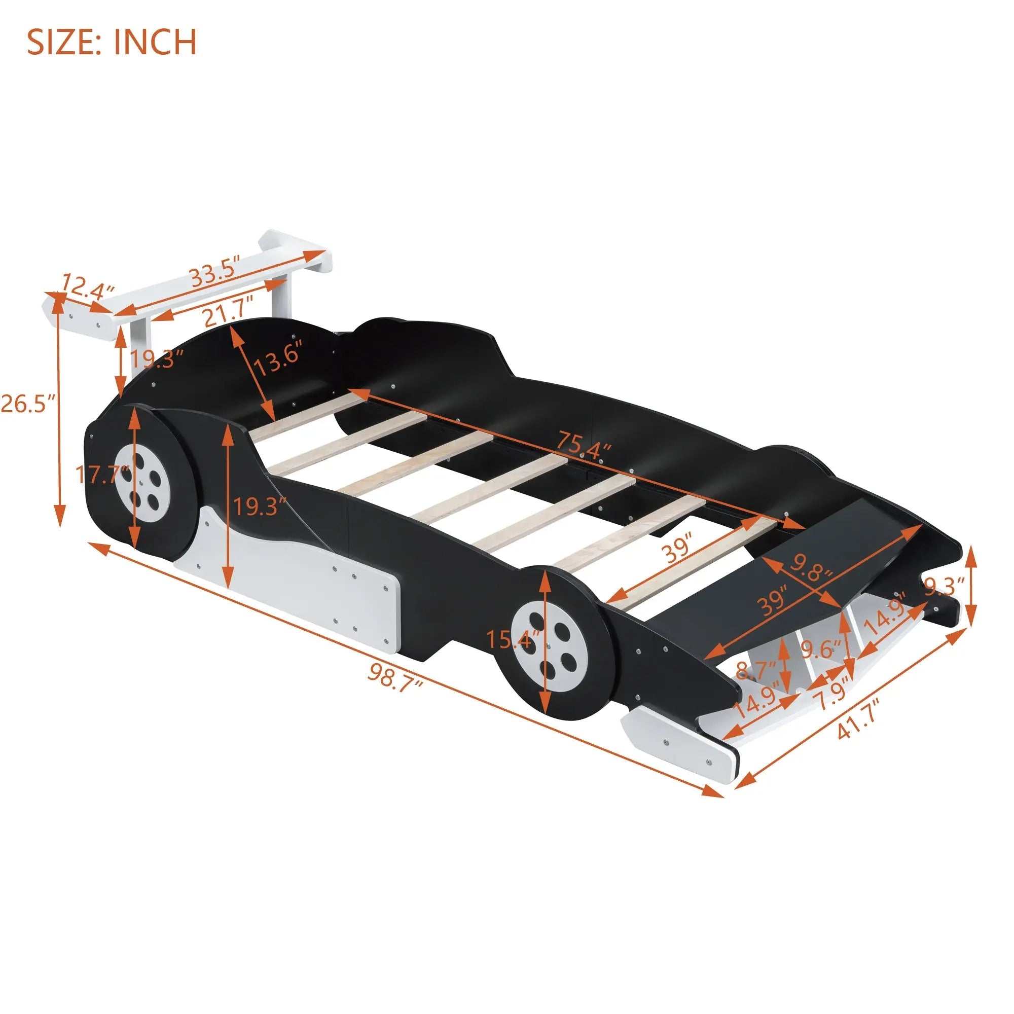 Bellemave® Race Car - Shaped Platform Bed with Wheels - Bellemave