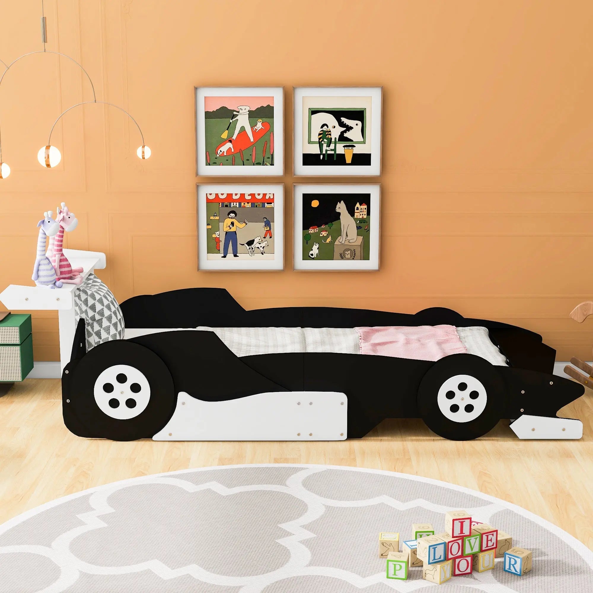 Bellemave® Race Car - Shaped Platform Bed with Wheels - Bellemave