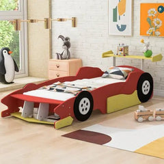 Bellemave® Race Car - Shaped Platform Bed with Wheels - Bellemave