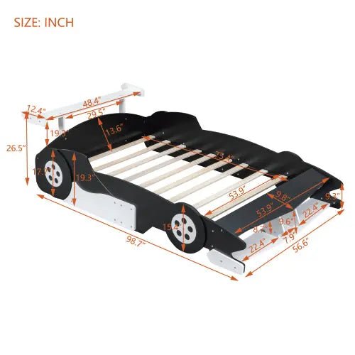 Bellemave® Race Car - Shaped Platform Bed with Wheels - Bellemave