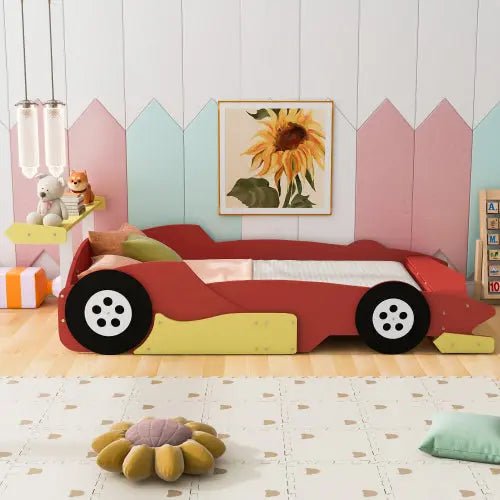 Bellemave® Race Car - Shaped Platform Bed with Wheels - Bellemave