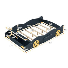 Bellemave® Race Car - Shaped Platform Bed with Wheels and Storage - Bellemave