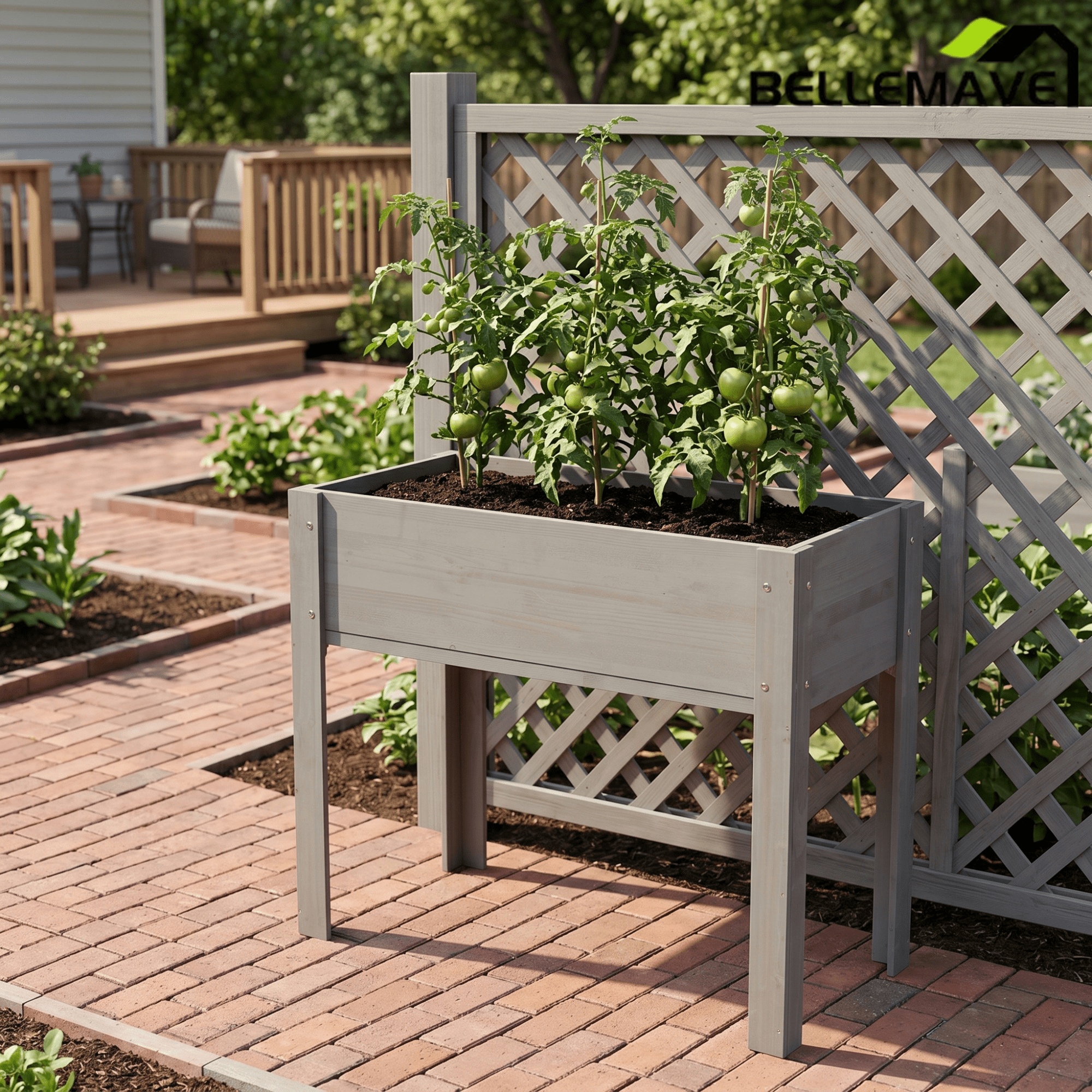 Bellemave® Raised Garden Bed with Legs, Outdoor Wood Elevated Planter Box - Bellemave