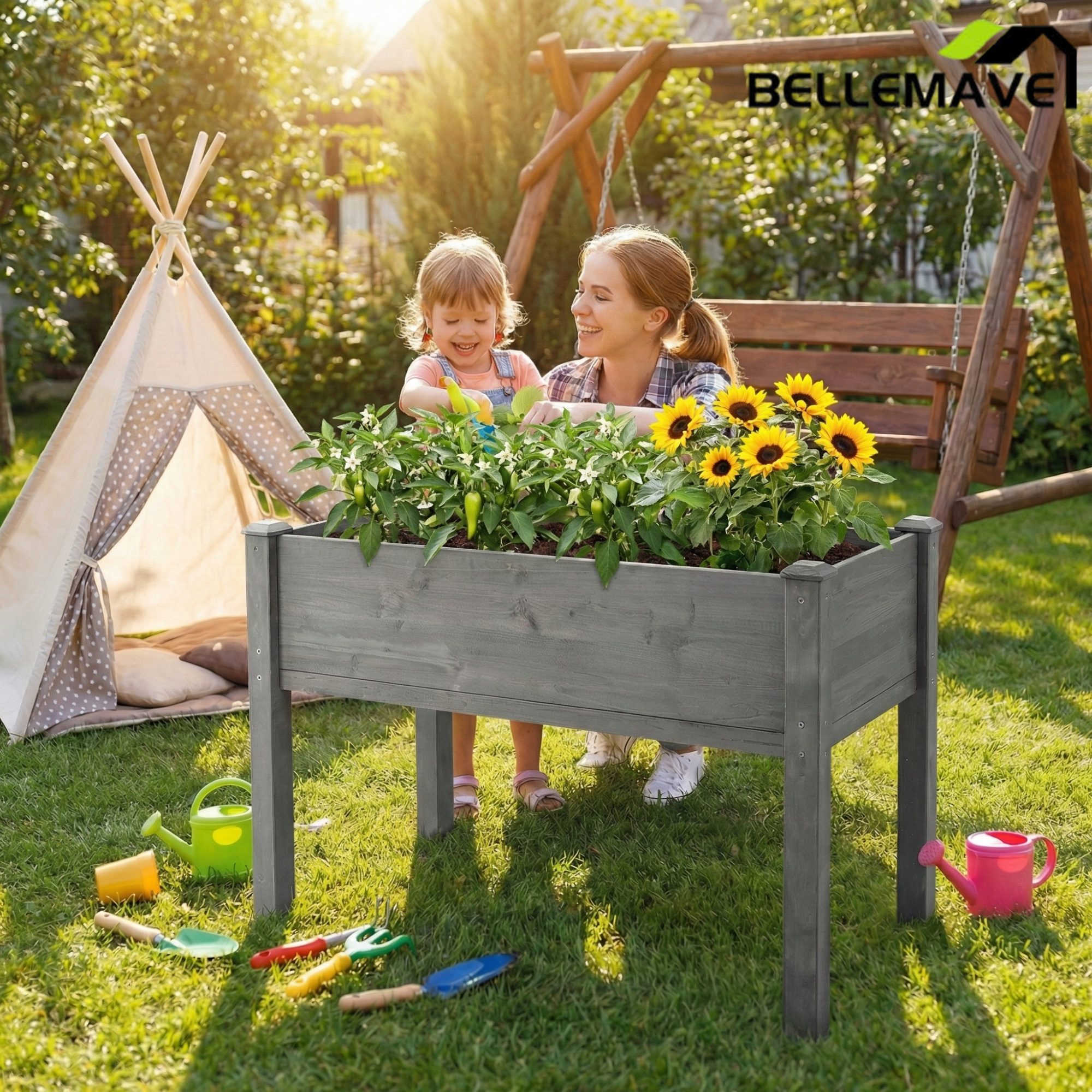 Bellemave® Raised Garden Bed with Legs, Outdoor Wood Elevated Planter Box - Bellemave