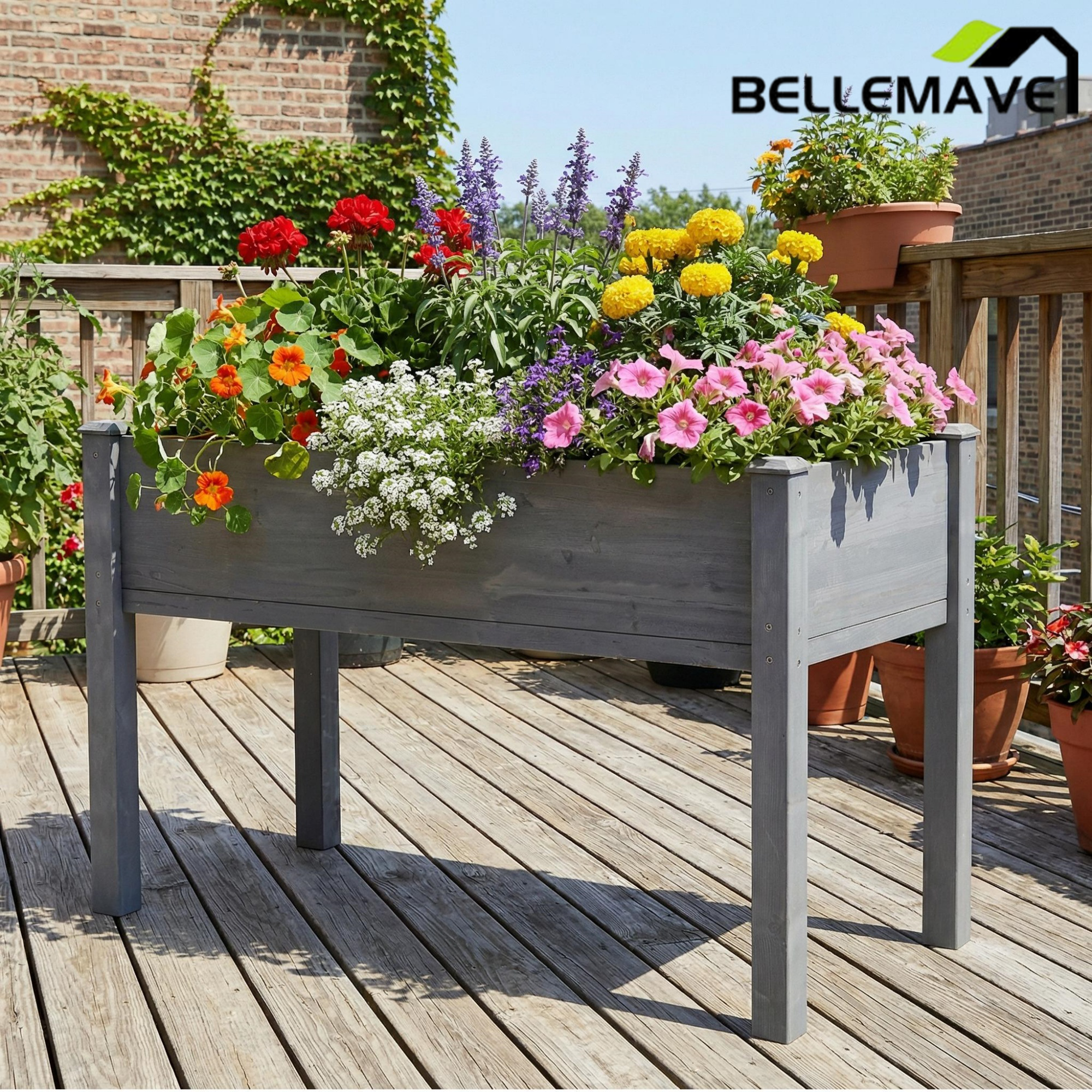 Bellemave® Raised Garden Bed with Legs, Outdoor Wood Elevated Planter Box - Bellemave