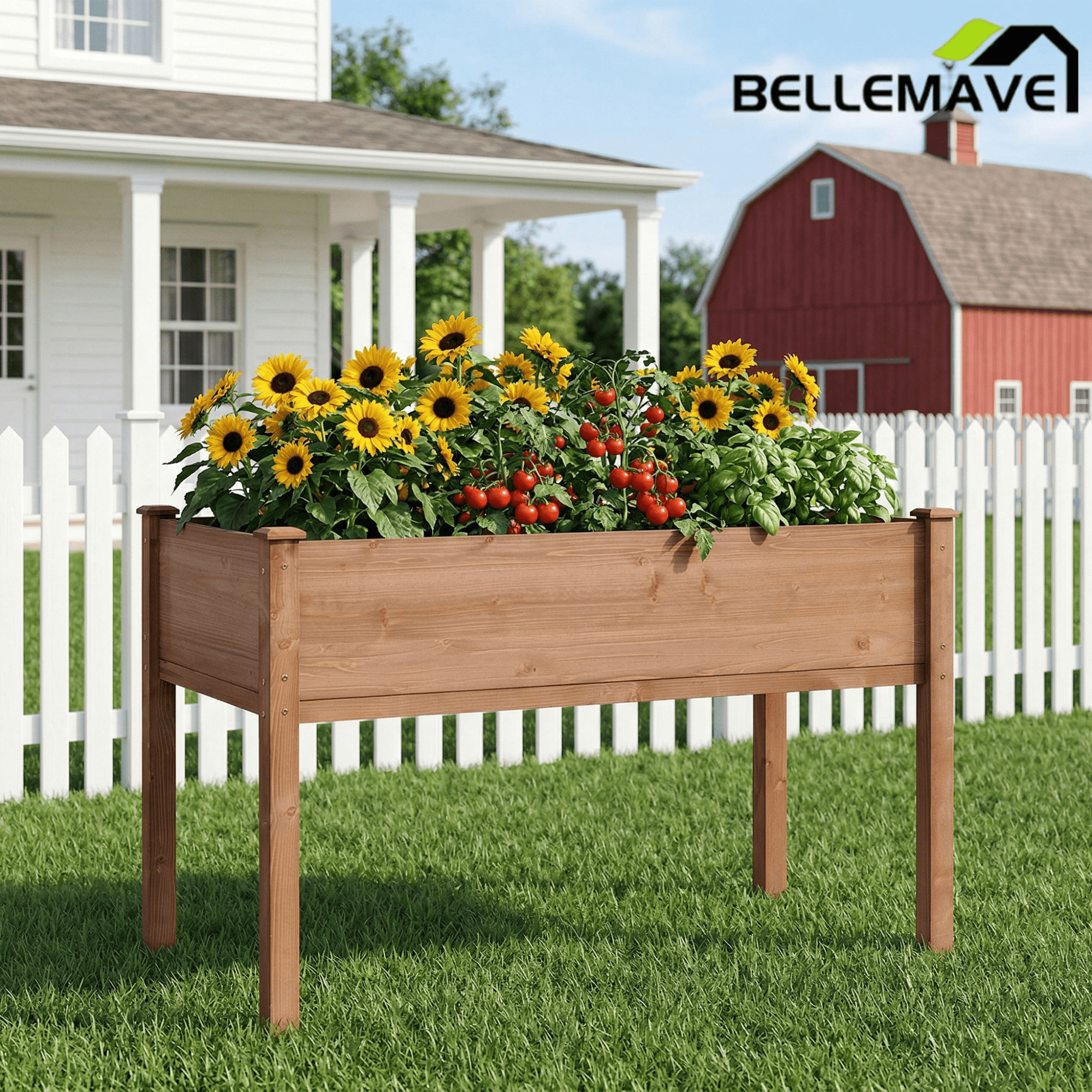 Bellemave® Raised Garden Bed with Legs, Outdoor Wood Elevated Planter Box - Bellemave