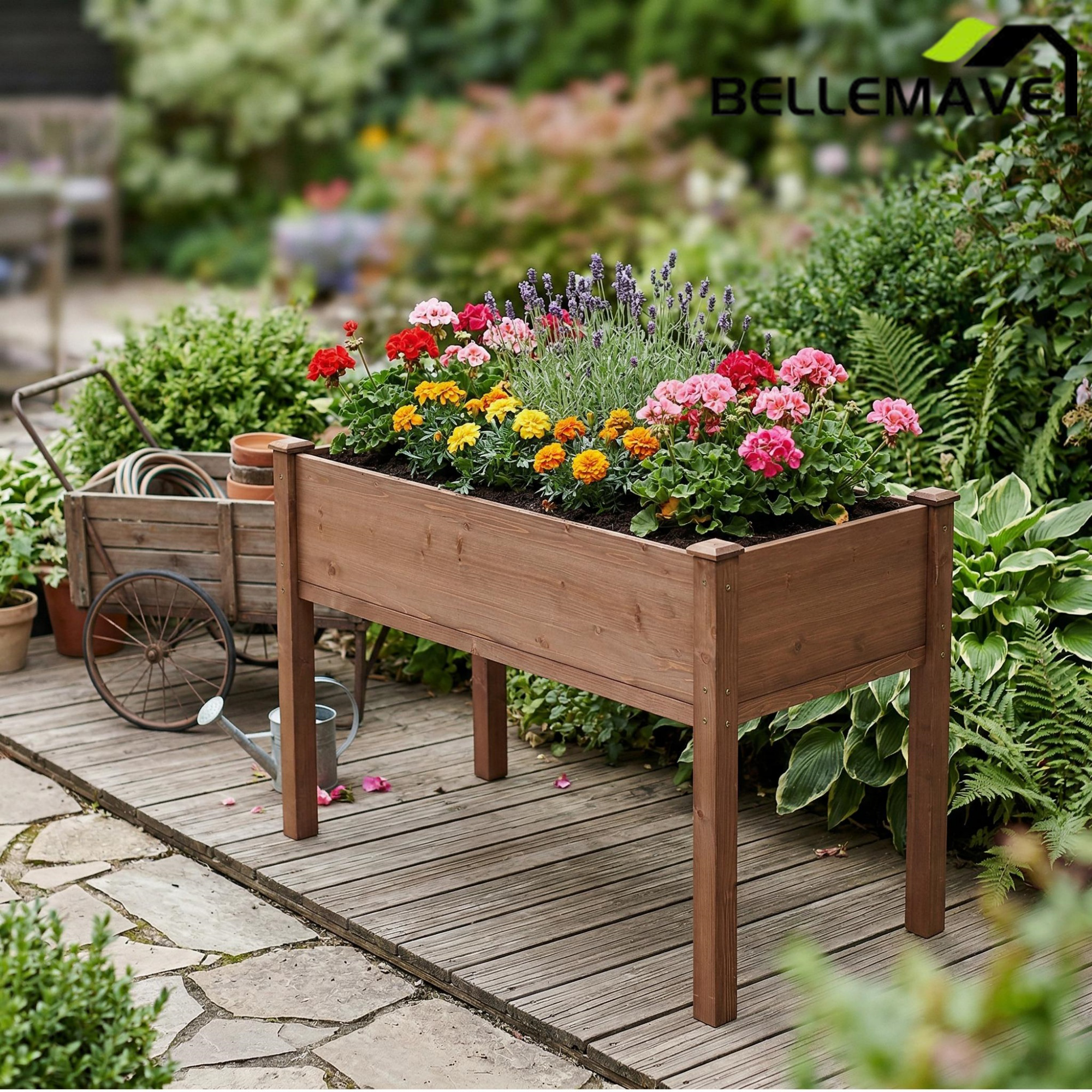 Bellemave® Raised Garden Bed with Legs, Outdoor Wood Elevated Planter Box - Bellemave