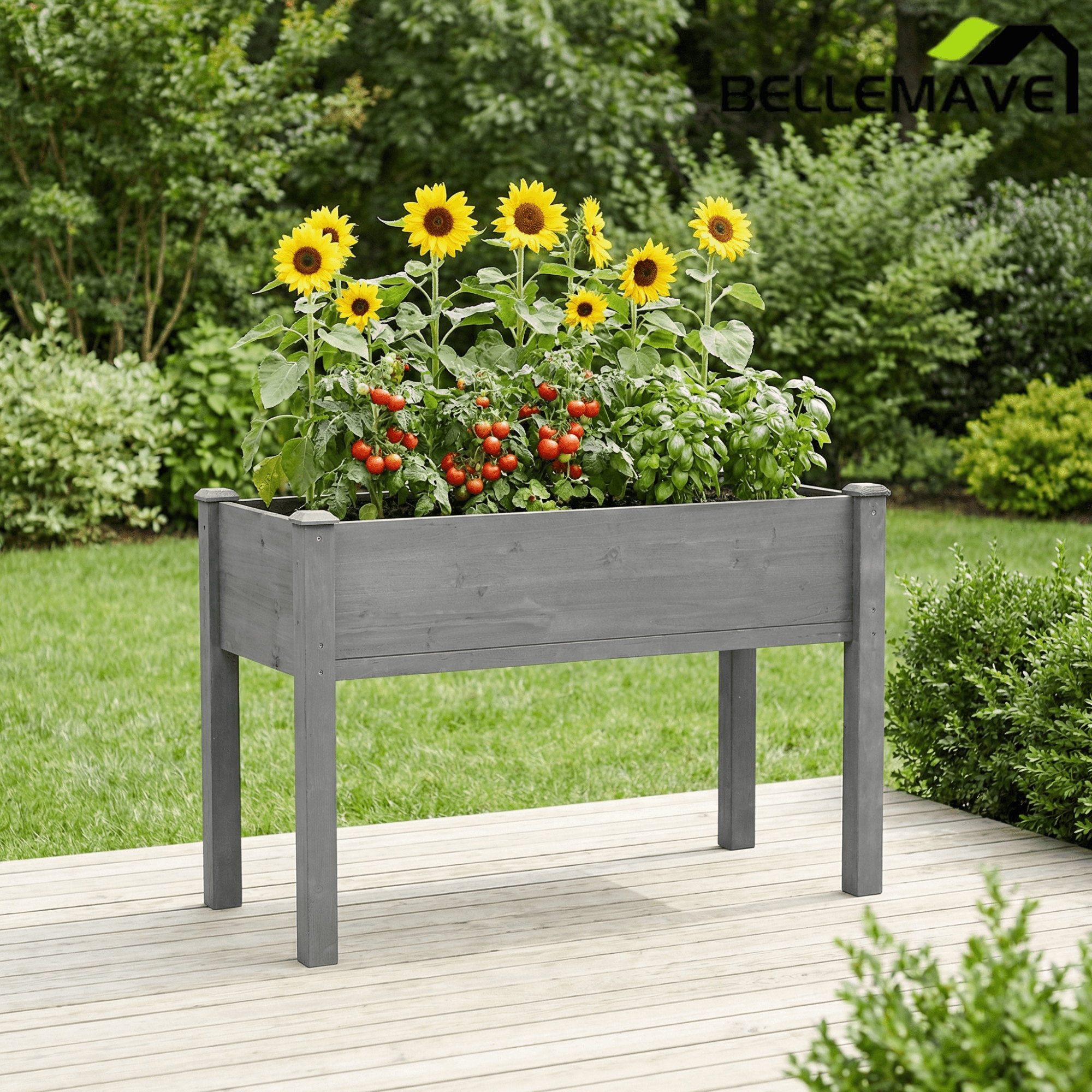 Bellemave® Raised Garden Bed with Legs, Outdoor Wood Elevated Planter Box - Bellemave