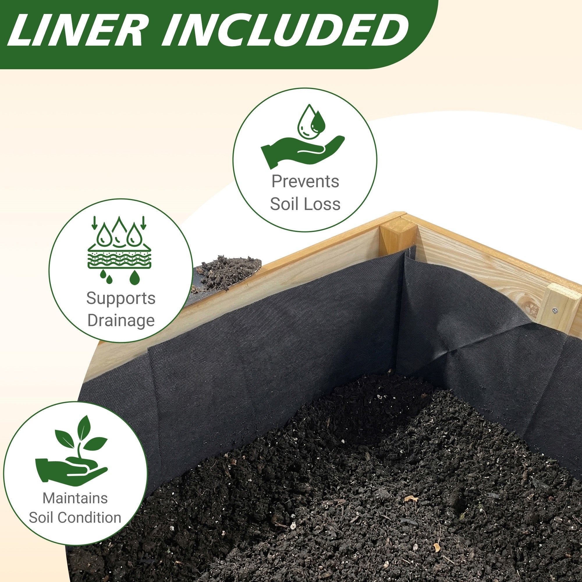 Bellemave® Raised Garden Bed with Liner, Solid Fir Wood Outdoor Planter Box,Natural - Bellemave