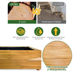 Bellemave® Raised Garden Bed with Liner, Solid Fir Wood Outdoor Planter Box,Natural - Bellemave