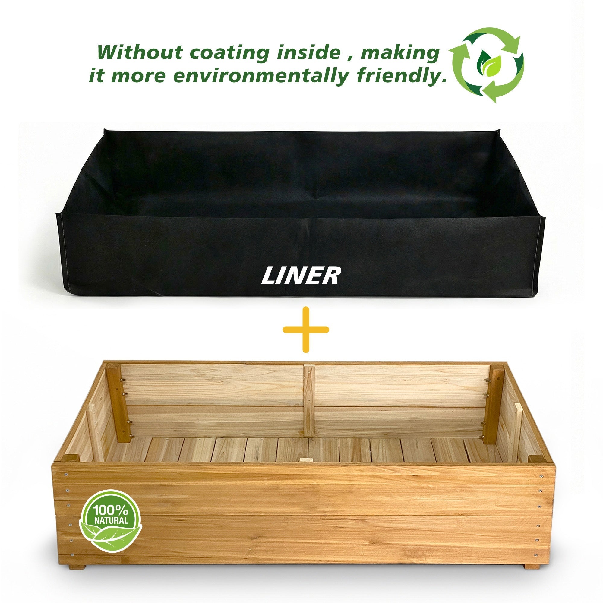Bellemave® Raised Garden Bed with Liner, Solid Fir Wood Outdoor Planter Box,Natural - Bellemave