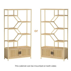 Bellemave® Rattan Bookshelf 7 Tiers Bookcases Storage Rack with Cabinet - Bellemave