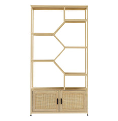 Bellemave® Rattan Bookshelf 7 Tiers Bookcases Storage Rack with Cabinet - Bellemave