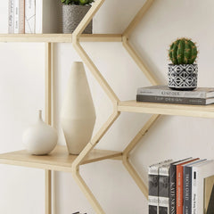 Bellemave® Rattan Bookshelf 7 Tiers Bookcases Storage Rack with Cabinet - Bellemave