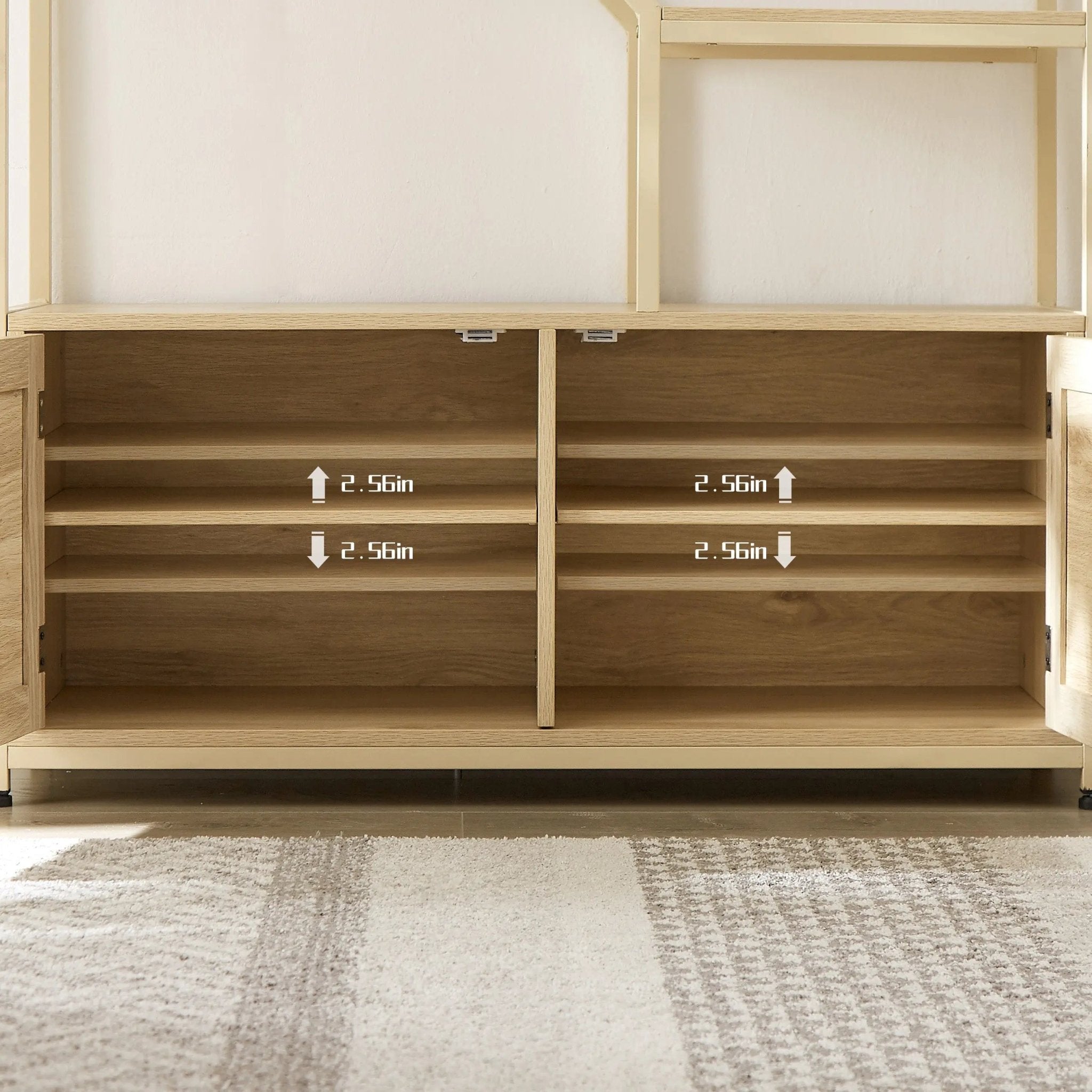 Bellemave® Rattan Bookshelf 7 Tiers Bookcases Storage Rack with Cabinet - Bellemave