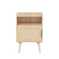 Bellemave® Rattan Nightstand with Door Open Shelf - Bellemave