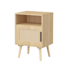 Bellemave® Rattan Nightstand with Door Open Shelf - Bellemave