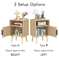 Bellemave® Rattan Nightstand with Door Open Shelf - Bellemave