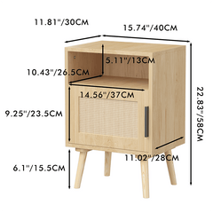 Bellemave® Rattan Nightstand with Door Open Shelf - Bellemave
