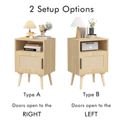 Bellemave® Rattan Nightstand with Door Open Shelf - Bellemave