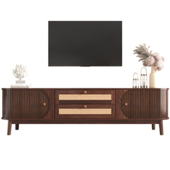 Bellemave® Rattan TV Stand with Solid Wood Legs for TVs up to 75'' - Bellemave