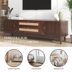 Bellemave® Rattan TV Stand with Solid Wood Legs for TVs up to 75'' - Bellemave