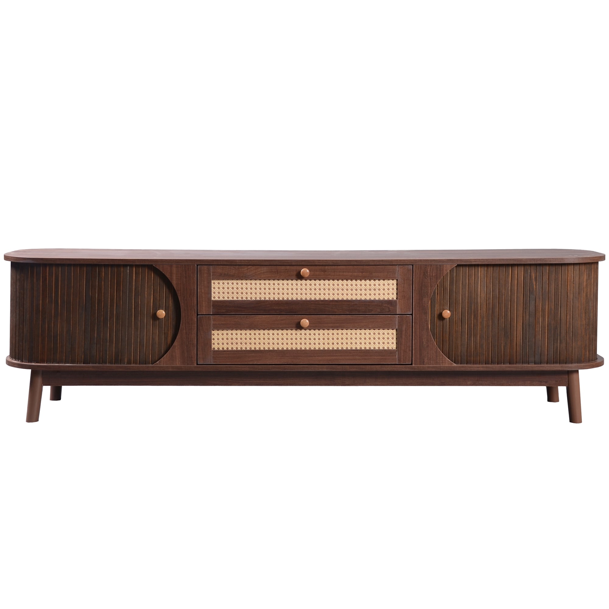 Bellemave® Rattan TV Stand with Solid Wood Legs for TVs up to 75'' - Bellemave