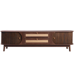 Bellemave® Rattan TV Stand with Solid Wood Legs for TVs up to 75'' - Bellemave