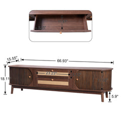 Bellemave® Rattan TV Stand with Solid Wood Legs for TVs up to 75'' - Bellemave