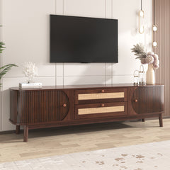Bellemave® Rattan TV Stand with Solid Wood Legs for TVs up to 75'' - Bellemave