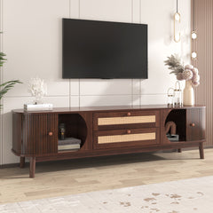 Bellemave® Rattan TV Stand with Solid Wood Legs for TVs up to 75'' - Bellemave