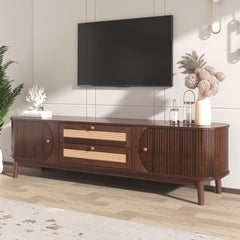 Bellemave® Rattan TV Stand with Solid Wood Legs for TVs up to 75'' - Bellemave