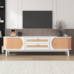 Bellemave® Rattan TV Stand with Solid Wood Legs for TVs up to 75'' - Bellemave