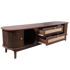 Bellemave® Rattan TV Stand with Solid Wood Legs for TVs up to 75'' - Bellemave