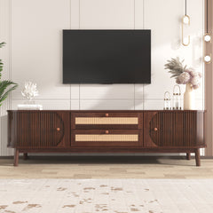 Bellemave® Rattan TV Stand with Solid Wood Legs for TVs up to 75'' - Bellemave