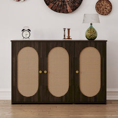 Bellemave® Retro 3 - Door Accent Cabinet with Space Artificial Rattan Doors and Metal Handles - Bellemave