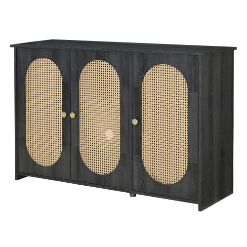 Bellemave® Retro 3 - Door Accent Cabinet with Space Artificial Rattan Doors and Metal Handles - Bellemave