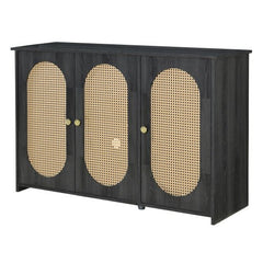 Bellemave® Retro 3 - Door Accent Cabinet with Space Artificial Rattan Doors and Metal Handles - Bellemave