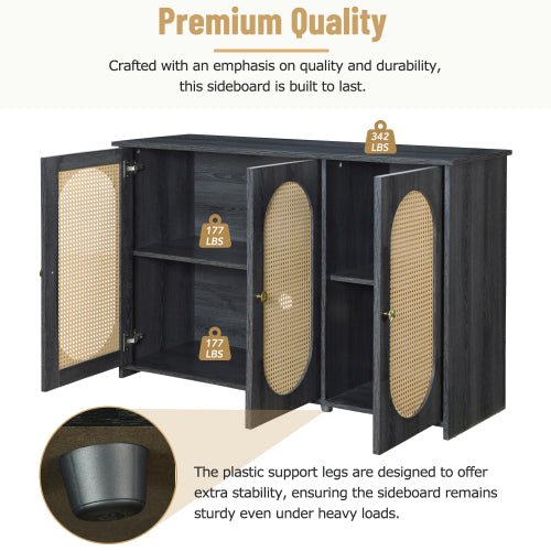 Bellemave® Retro 3 - Door Accent Cabinet with Space Artificial Rattan Doors and Metal Handles - Bellemave