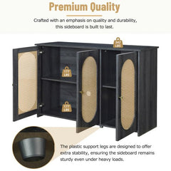 Bellemave® Retro 3 - Door Accent Cabinet with Space Artificial Rattan Doors and Metal Handles - Bellemave