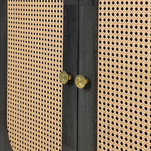 Bellemave® Retro 3 - Door Accent Cabinet with Space Artificial Rattan Doors and Metal Handles - Bellemave