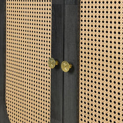 Bellemave® Retro 3 - Door Accent Cabinet with Space Artificial Rattan Doors and Metal Handles - Bellemave