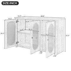 Bellemave® Retro 3 - Door Accent Cabinet with Space Artificial Rattan Doors and Metal Handles - Bellemave