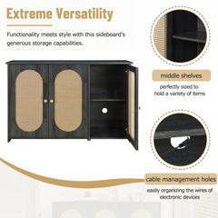 Bellemave® Retro 3 - Door Accent Cabinet with Space Artificial Rattan Doors and Metal Handles - Bellemave
