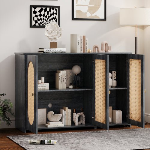 Bellemave® Retro 3 - Door Accent Cabinet with Space Artificial Rattan Doors and Metal Handles - Bellemave