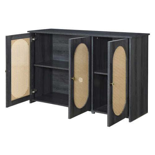 Bellemave® Retro 3 - Door Accent Cabinet with Space Artificial Rattan Doors and Metal Handles - Bellemave